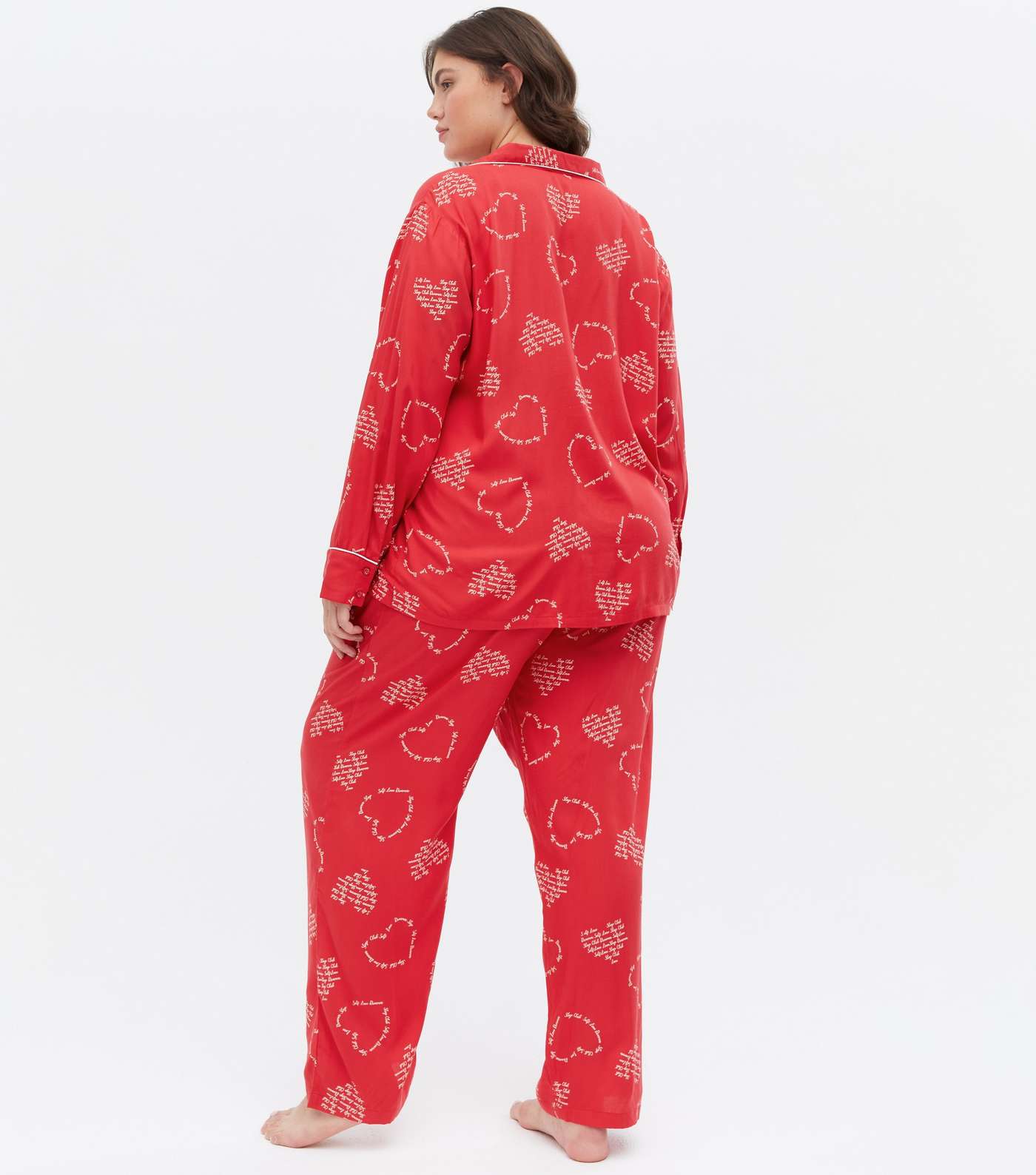 Curves Red Heart Script Revere and Trouser Pyjama Set Image 4