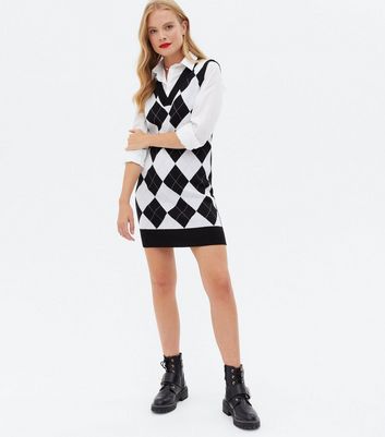 2 in 1 knitted vest and shirt dress