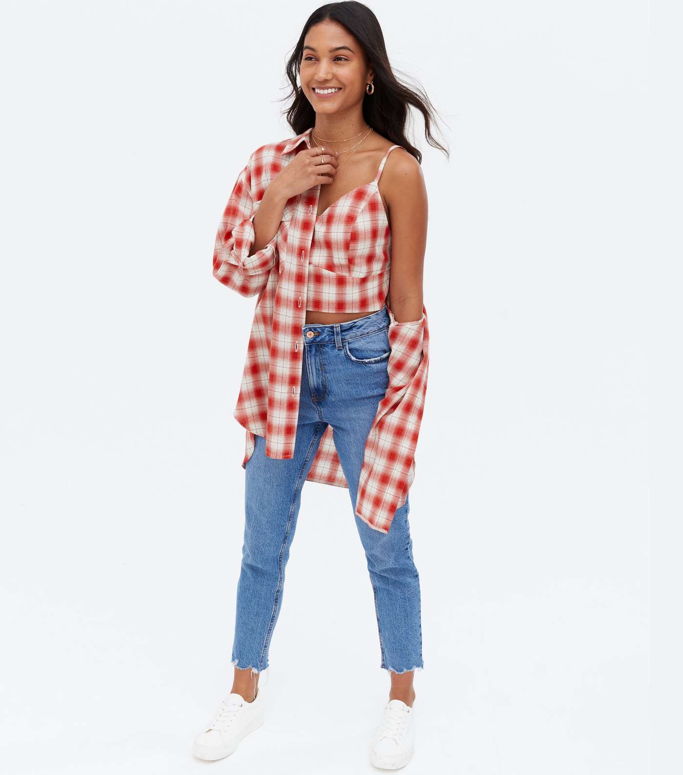 Red Check Bustier Crop Top Image 2