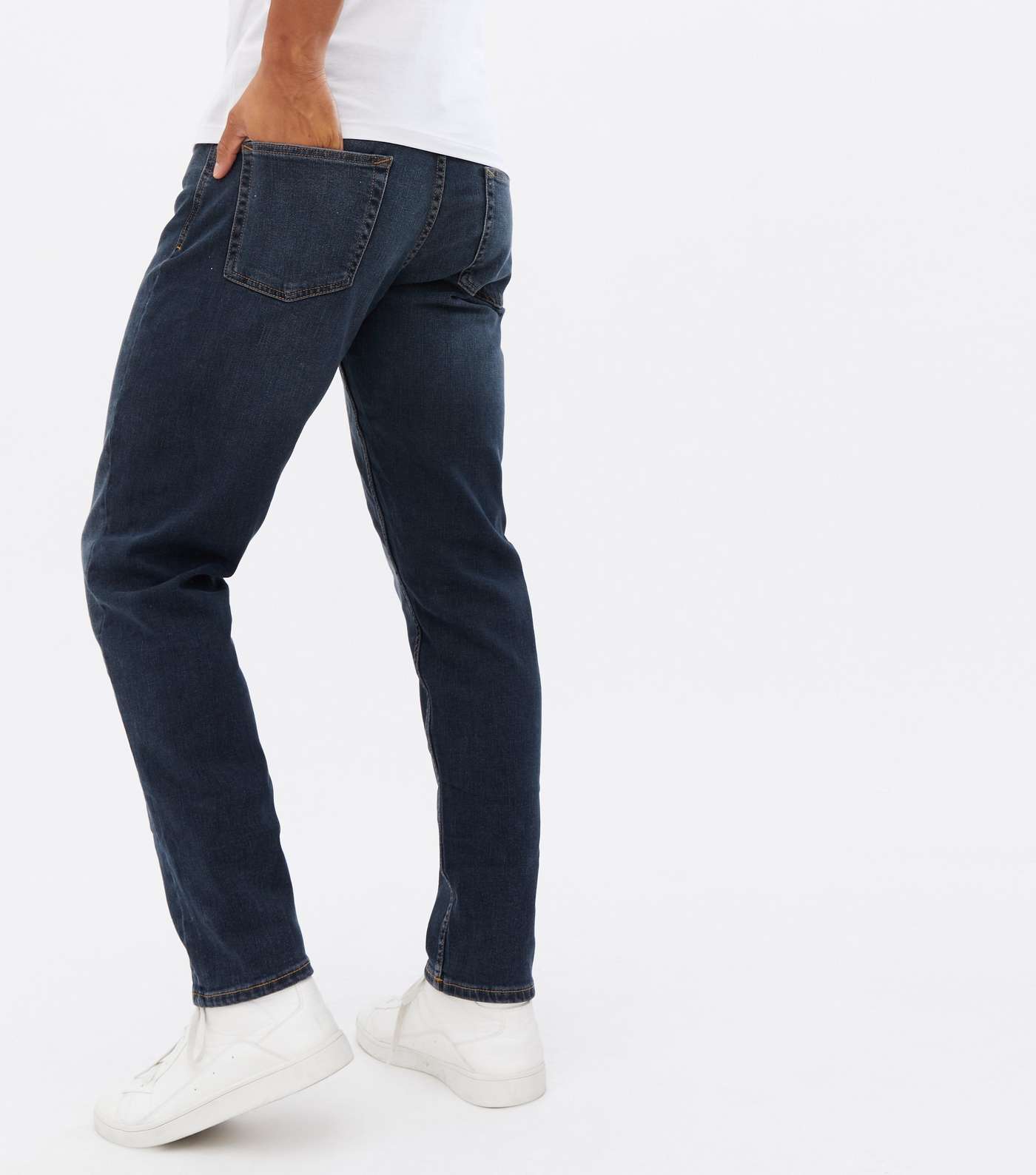 Blue Dark Wash Straight Fit Jeans Image 4