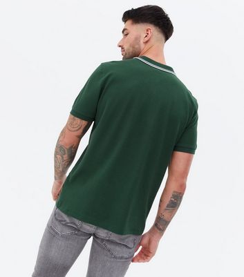 Dark Green Stripe Trim Short Sleeve 