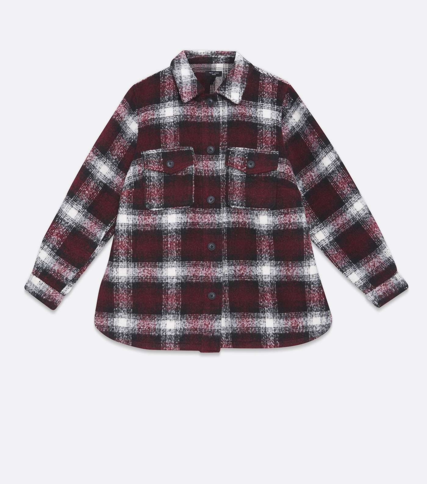 Curves Red Check Brushed Double Pocket Shacket Image 5