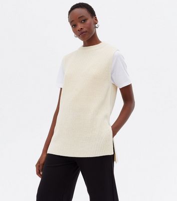 Damen Bekleidung Tall Cream Crew Neck Sleeveless Vest Jumper Damen Bekleidung Tall Cream Crew Neck Sleeveless Vest Jumper