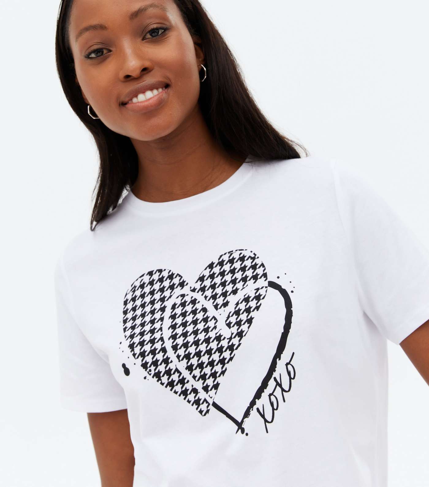 Tall White Dogtooth Heart Logo T-Shirt