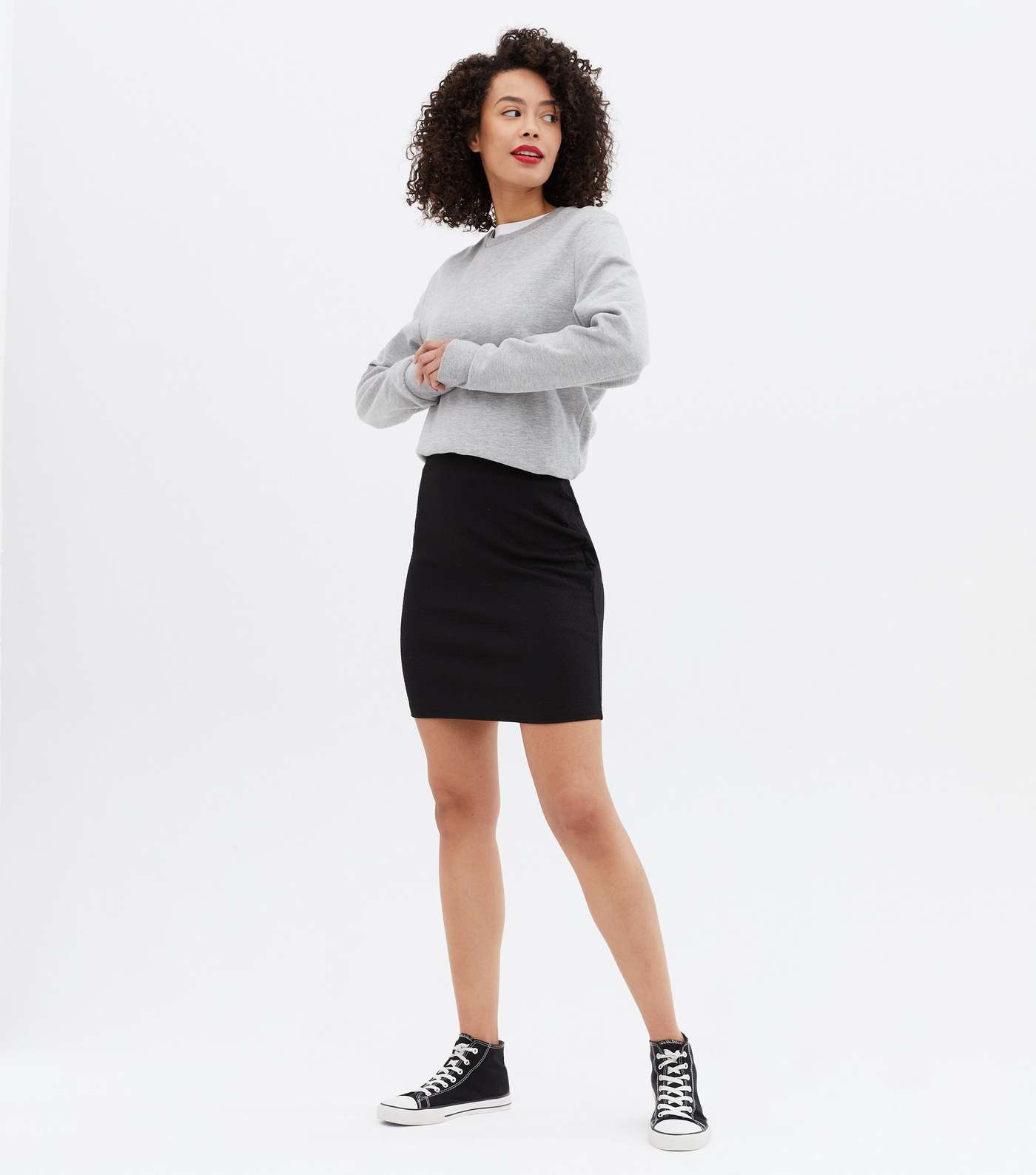 Tall Black Textured Mini Tube Skirt
