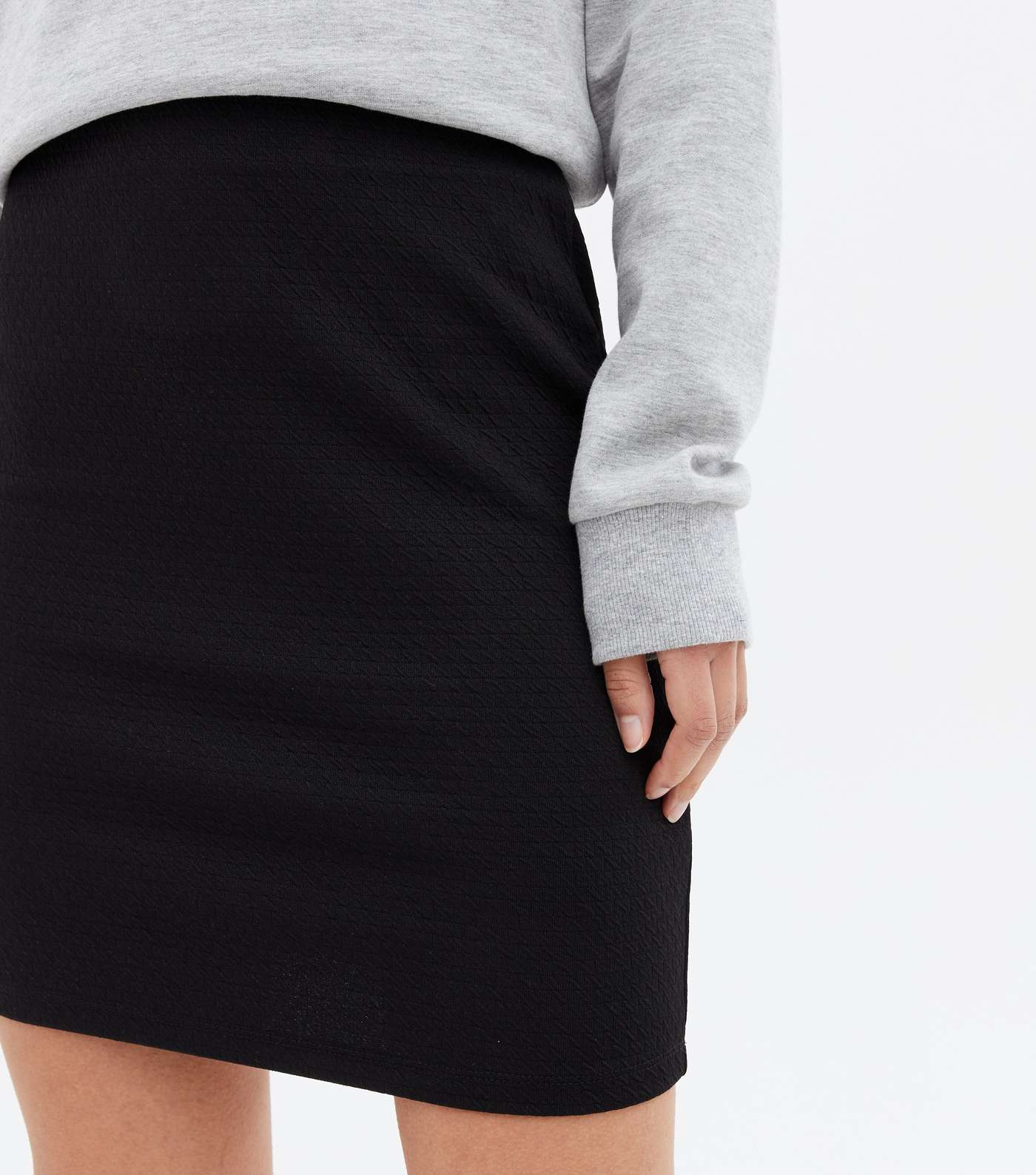 Tall Black Textured Mini Tube Skirt Image 3