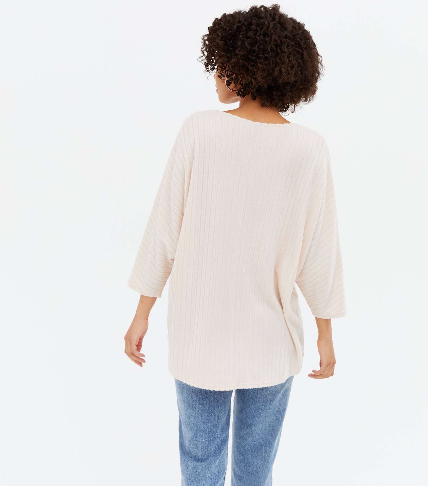 Tall Cream Brushed Fine Knit V Neck Top Image 4