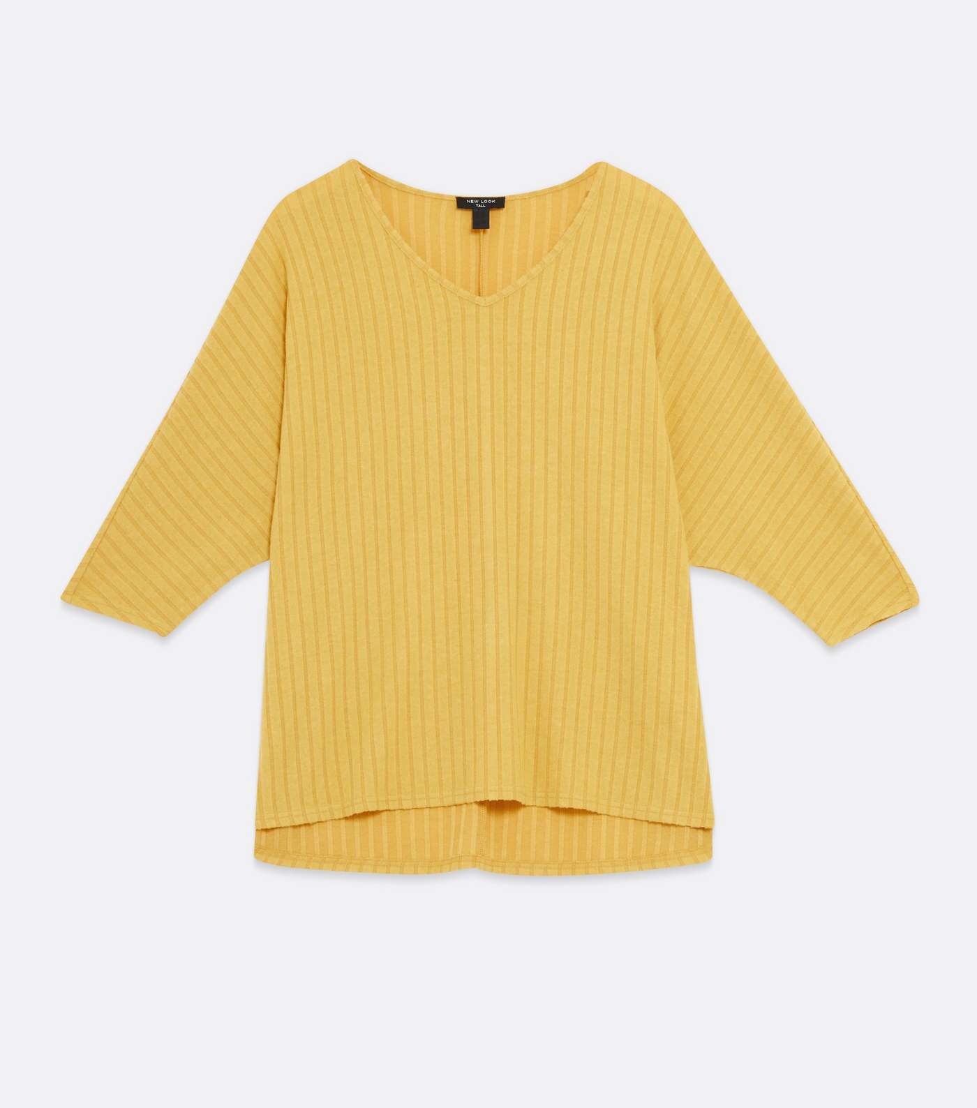 Tall Yellow Brushed Fine Knit V Neck Top Image 5