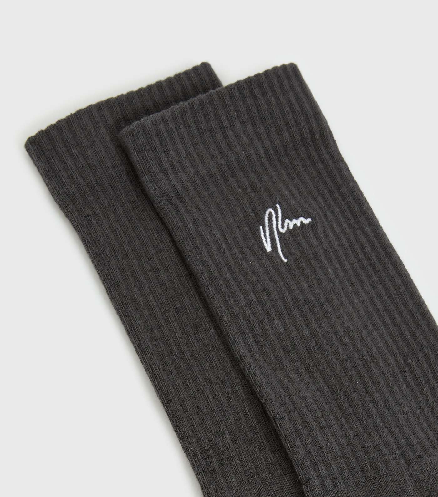 Black Ribbed NLM Embroidered Socks Image 2