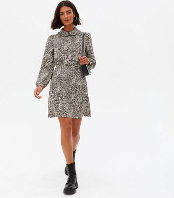 warehouse mini leopard shirt dress