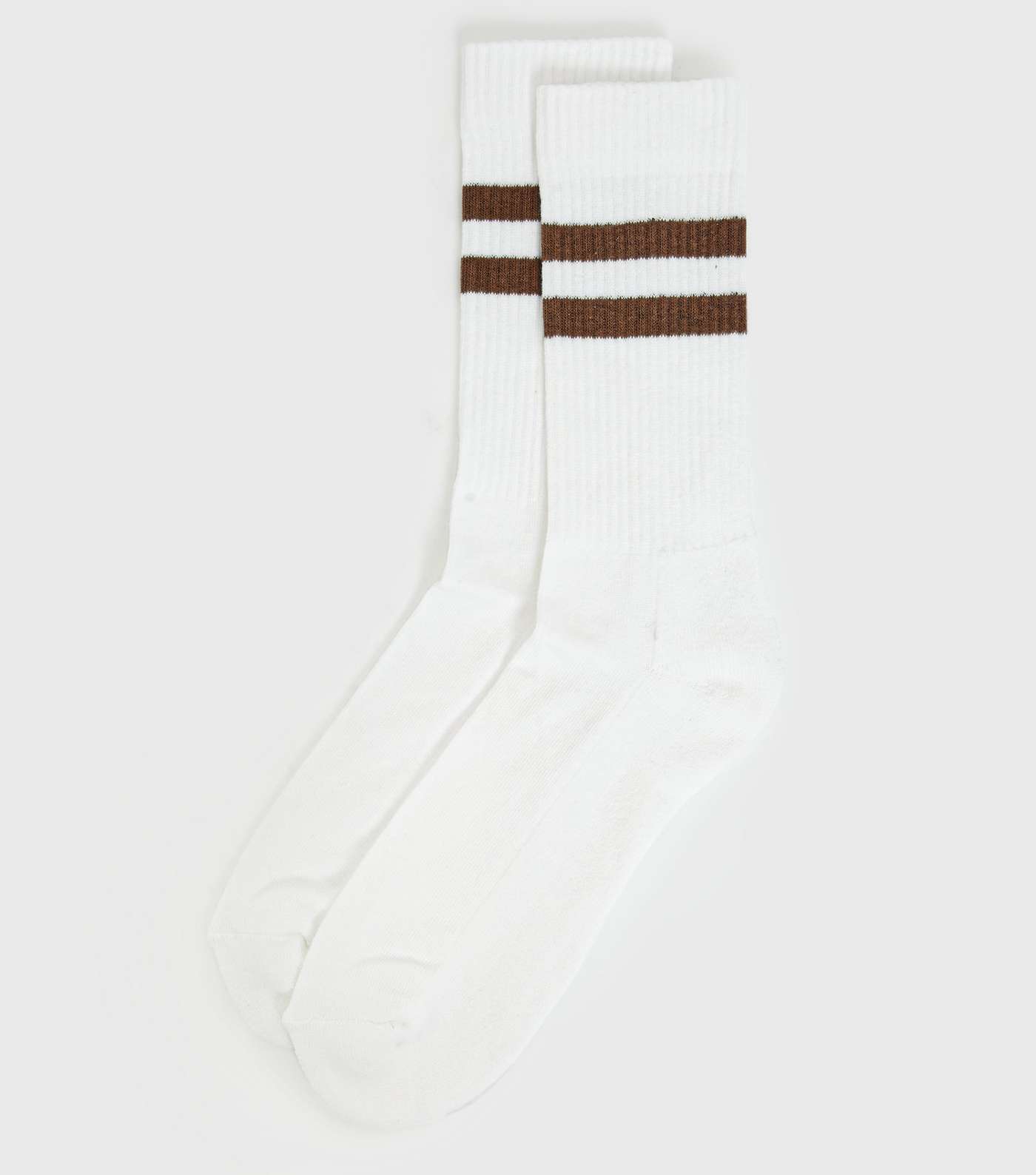 Brown Double Sports Stripe Ribbed Socks