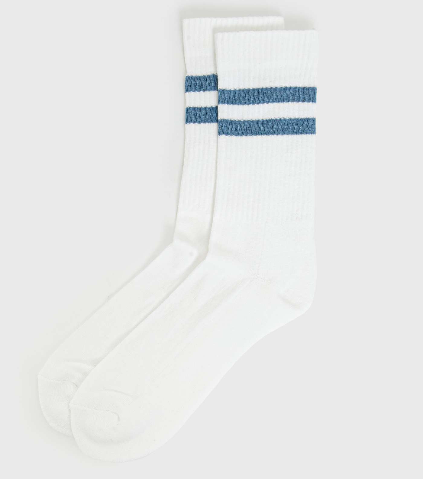 Blue Double Sports Stripe Ribbed Socks