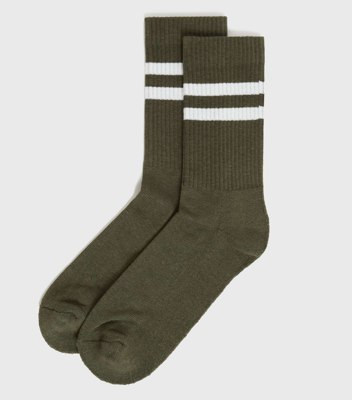 Khaki Sports Stripe Ribbed Socks