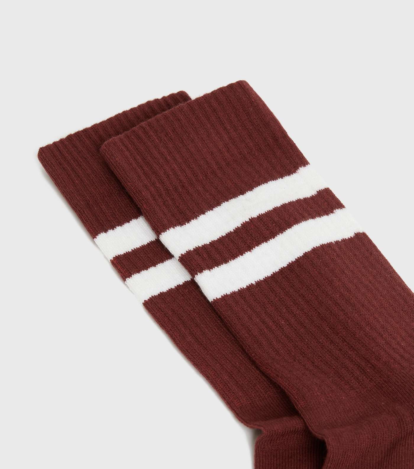 Burgundy Sports Stripe Ribbed Socks Image 2