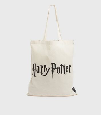 Cream Harry Potter Characters Canvas Tote Bag New Look