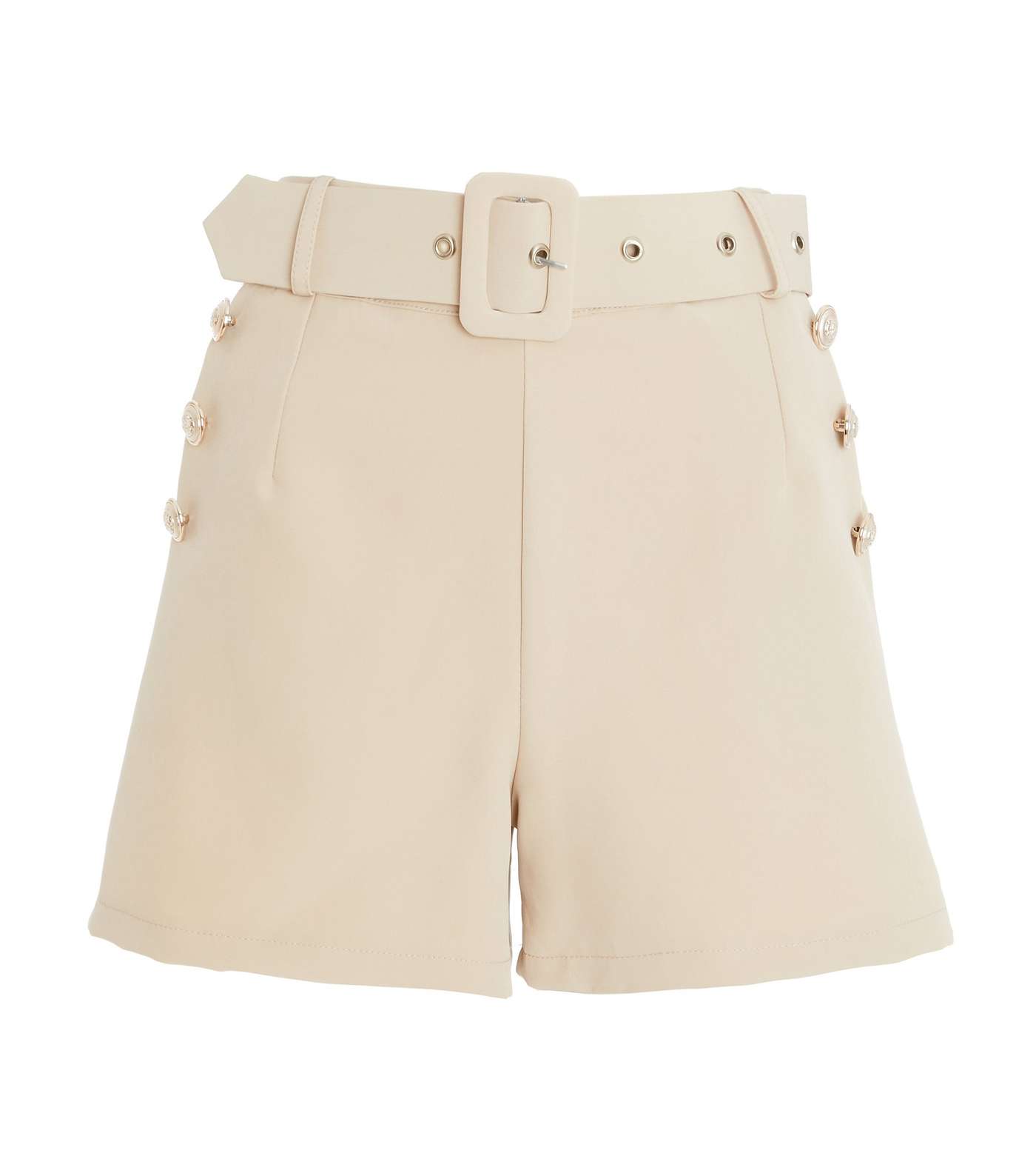 QUIZ Stone Button Belted High Waist Shorts Image 4