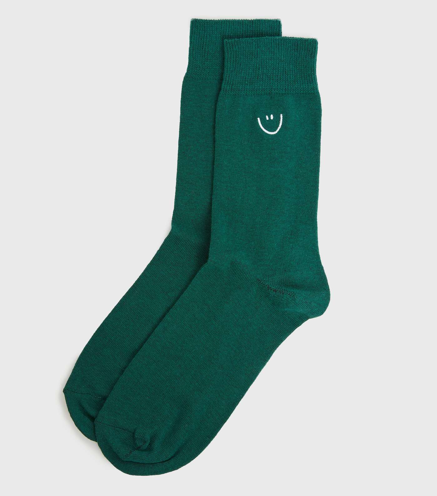 Dark Green Smile Embroidered Socks