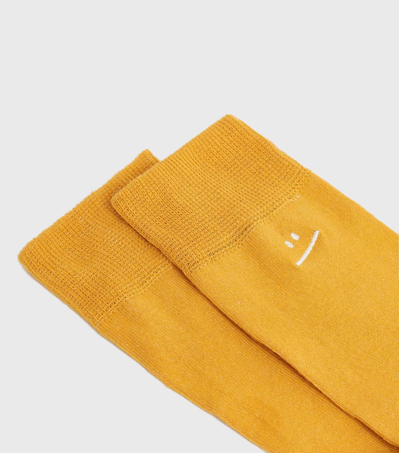 Yellow Straight Face Embroidered Socks Image 2