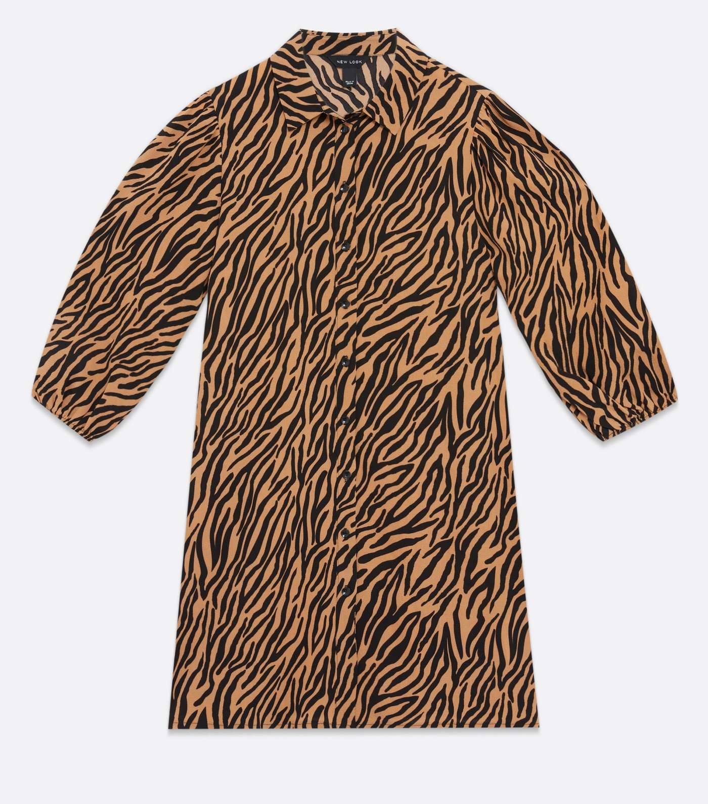 Brown Tiger Print Mini Shirt Dress Image 5