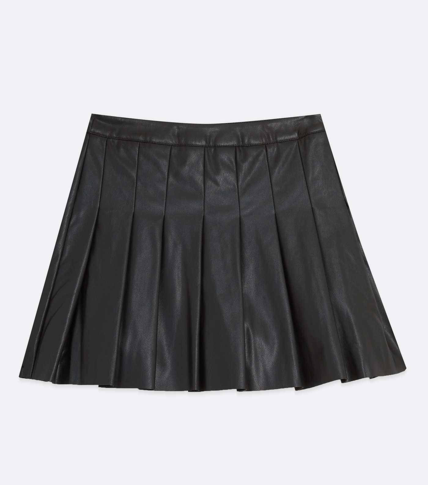 Petite Black Leather-Look Pleated Tennis Skirt Image 5