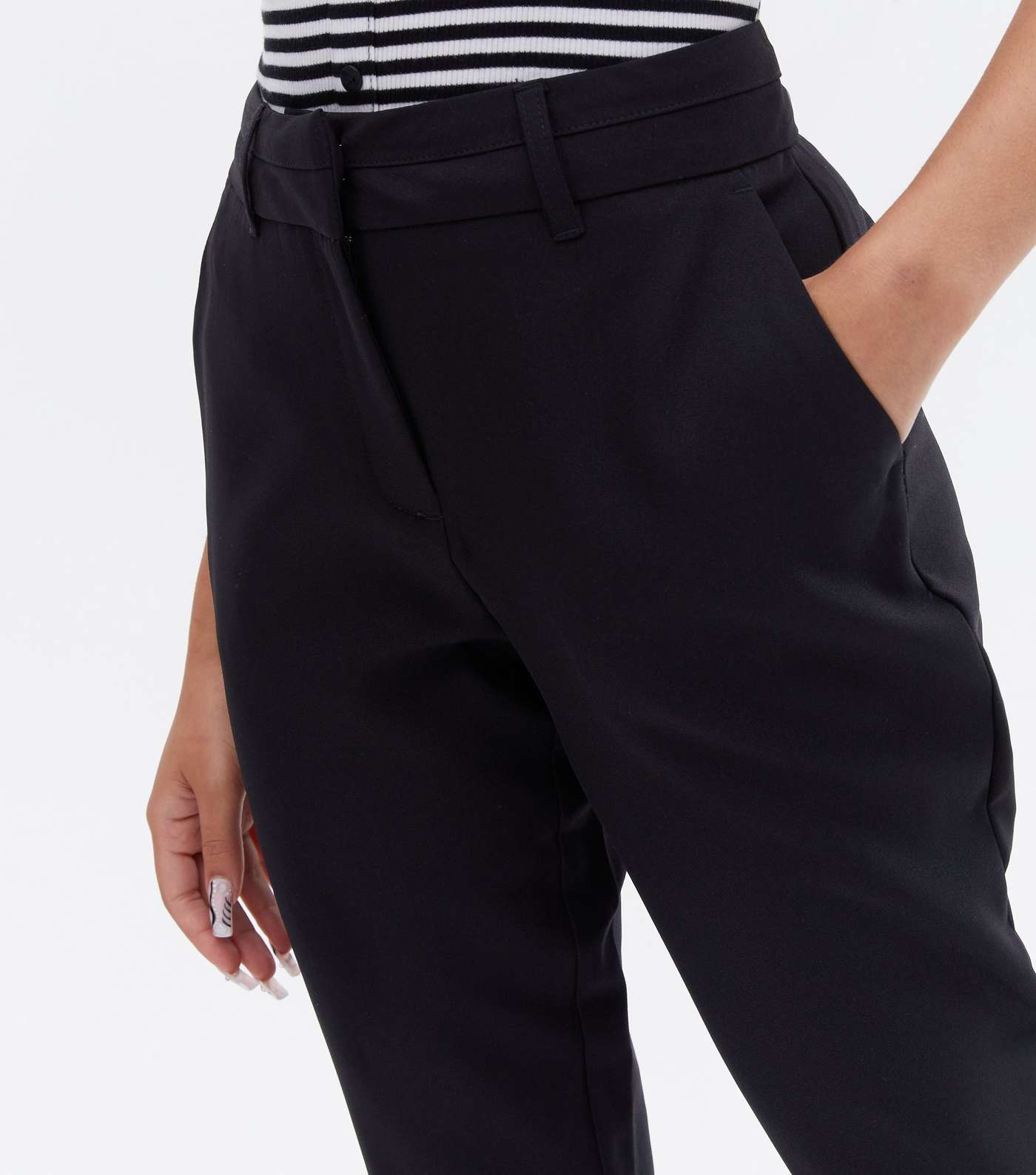 Petite Black Stretch Trousers Image 4