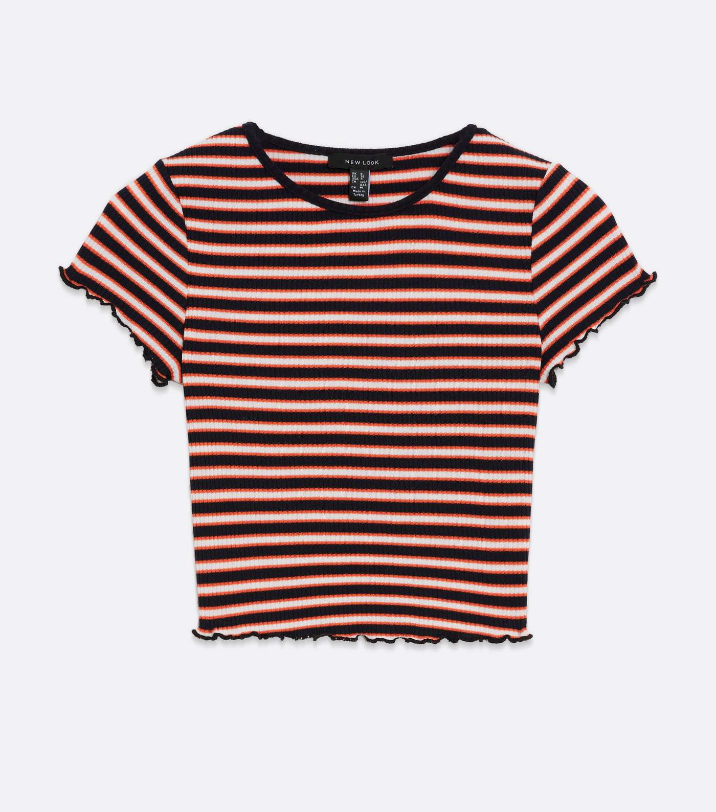 Black Stripe Ribbed Frill T-Shirt Image 5