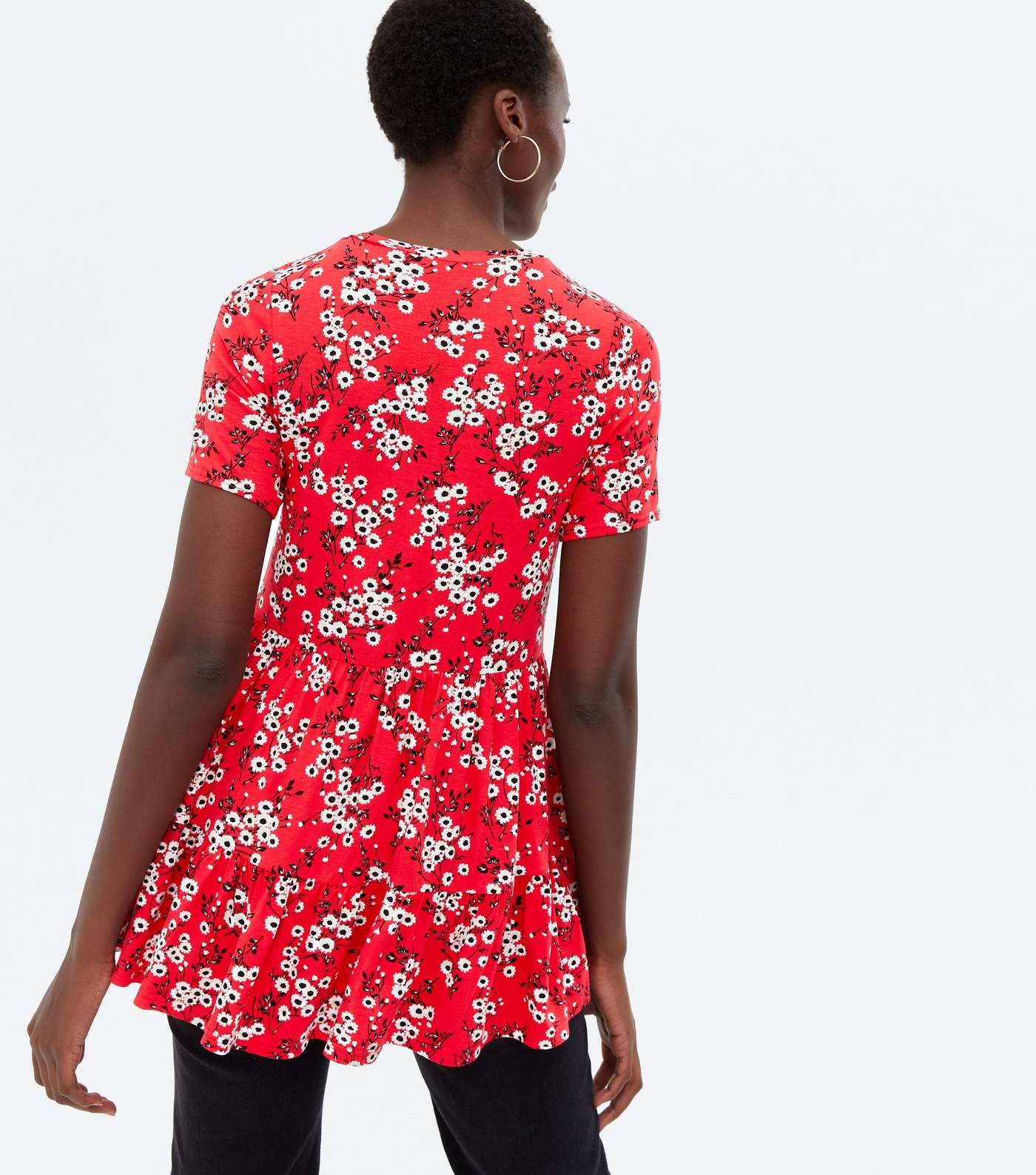 Tall Red Floral Tiered Peplum T-Shirt Image 4