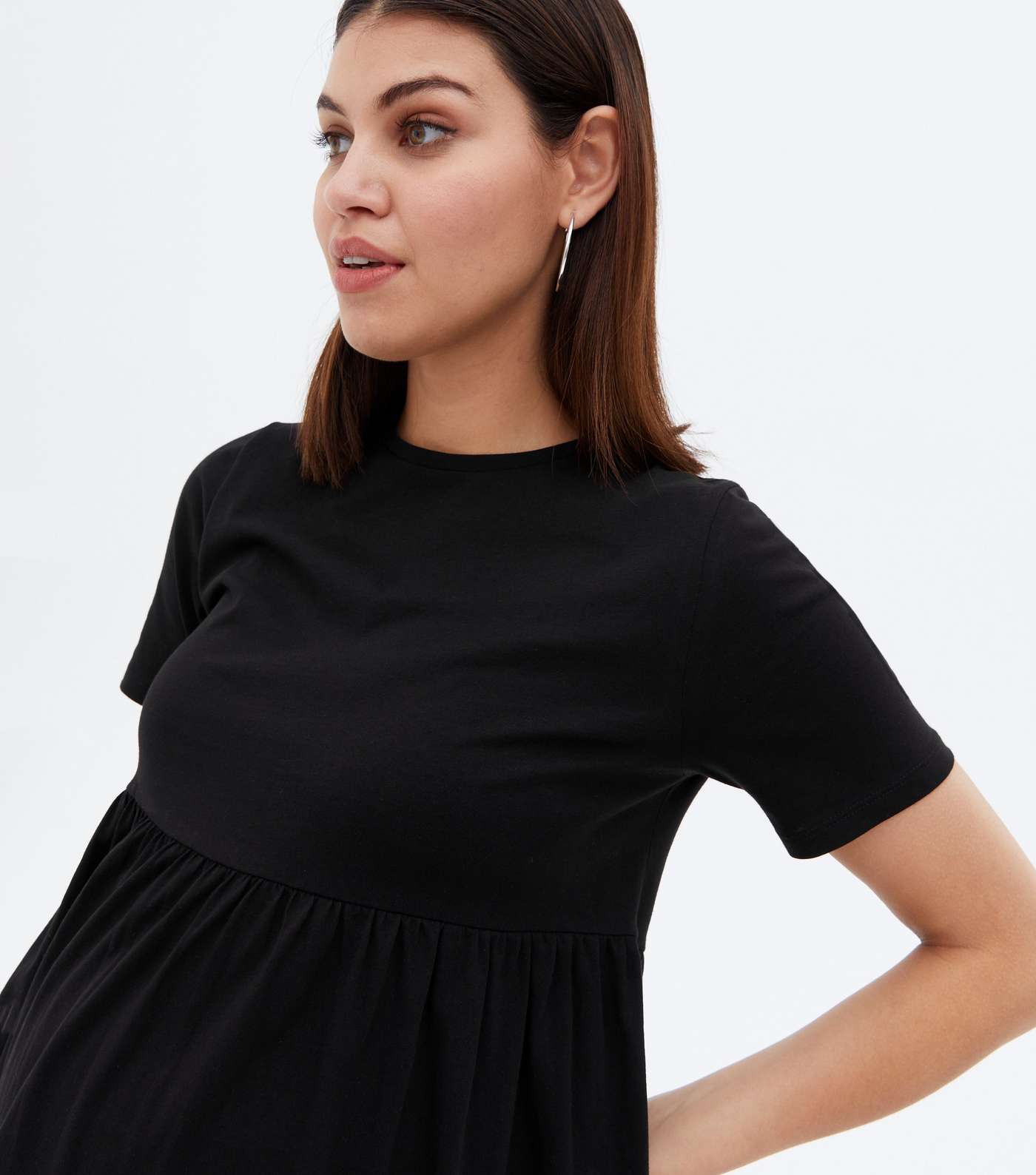 Maternity Black Tiered Peplum T-Shirt Image 3