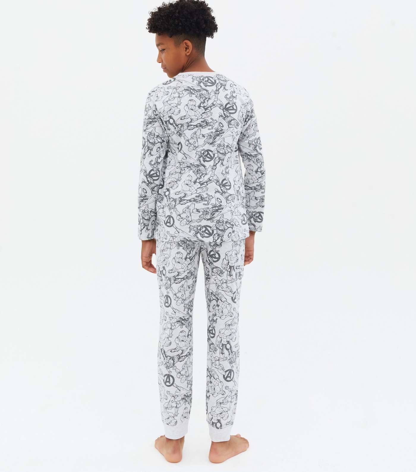 Boys Grey Marl Jogger Pyjama Set with Marvel Logo Image 4