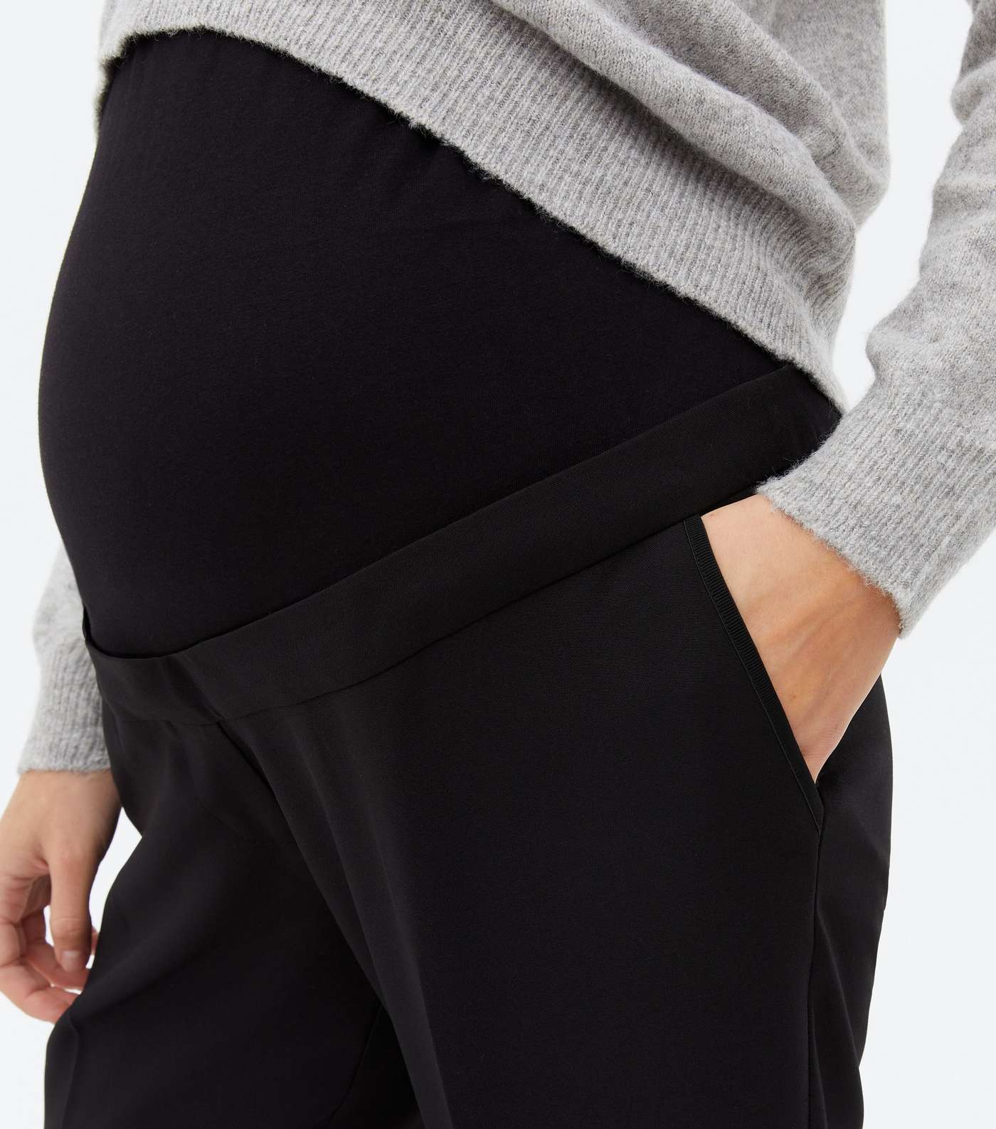 Maternity Black Long Length Over Bump Trousers Image 3