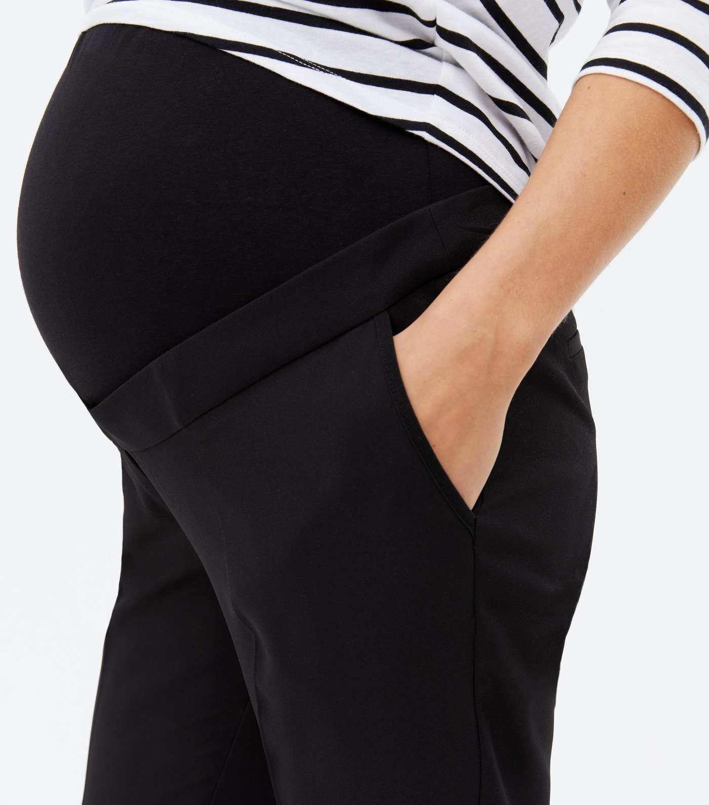 Maternity Black Short Length Over Bump Trousers Image 3