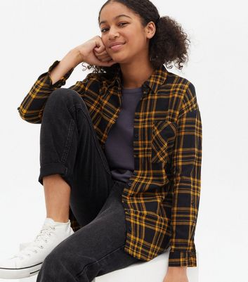Girls Black Check Long Shirt | New Look