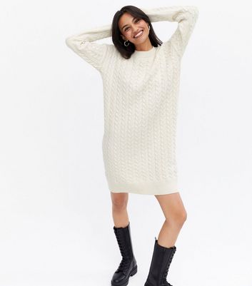 Click to view product details and reviews for Blue Vanilla Off White Cable Knit Jumper Dress New Look.