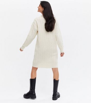 off white cable knit sweater dress