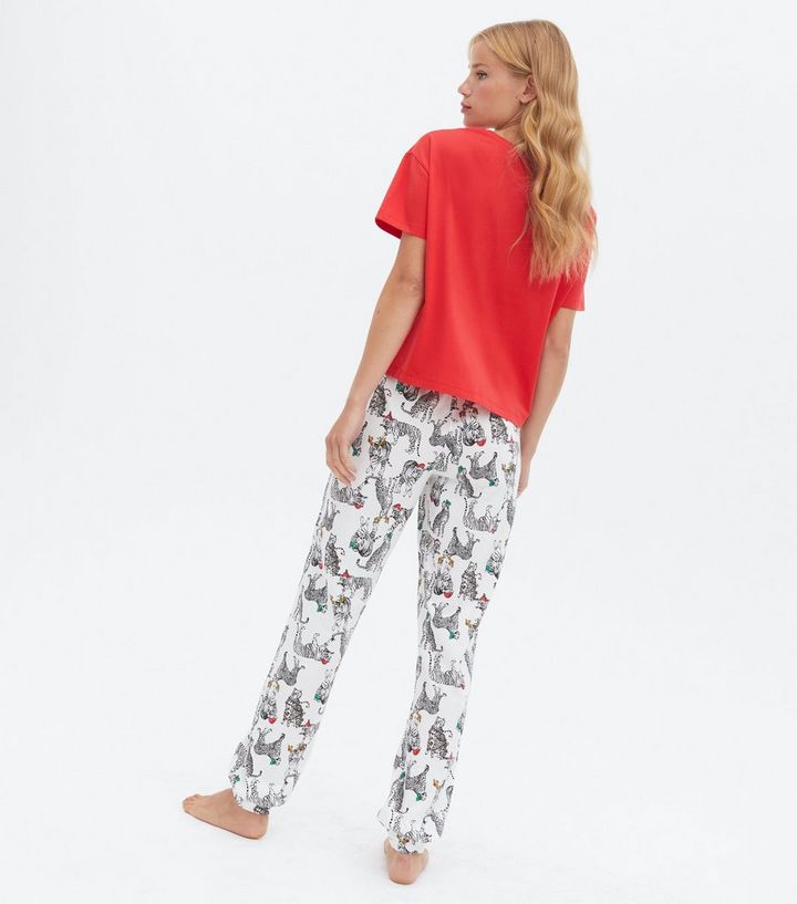 Red Cheetah Party Animal Logo Matching Family Christmas Pyjama Set | New Look Red Cheetah Party Animal Logo Matching Family Christmas Pyjama Set | New Look