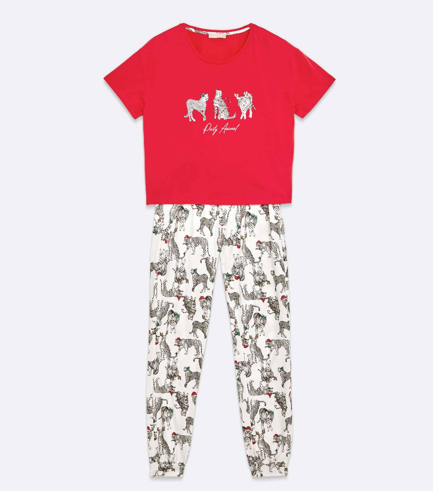 Red Cheetah Party Animal Logo Matching Family Christmas Pyjama Set Image 5