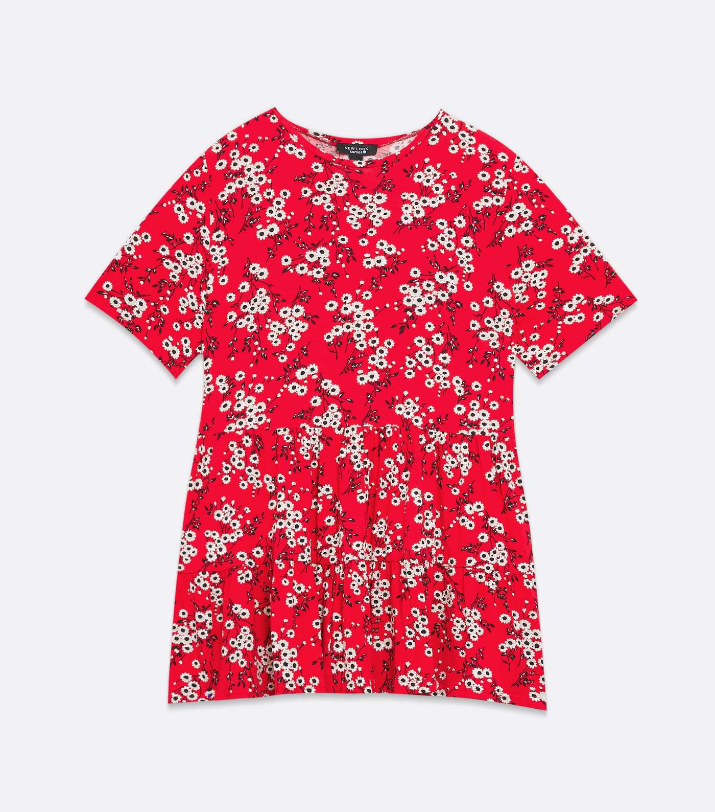 Curves Red Floral Tiered Peplum T-Shirt Image 5