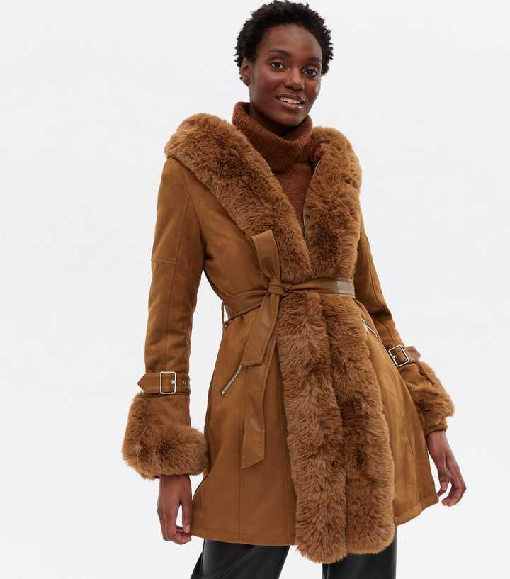 blue vanilla faux fur quilted coat