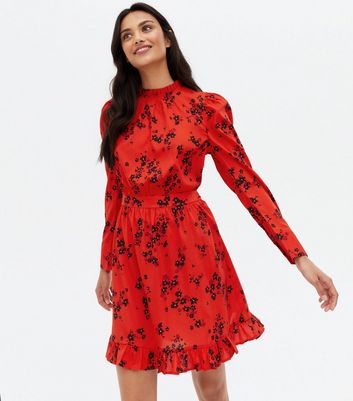 red mini dress floral