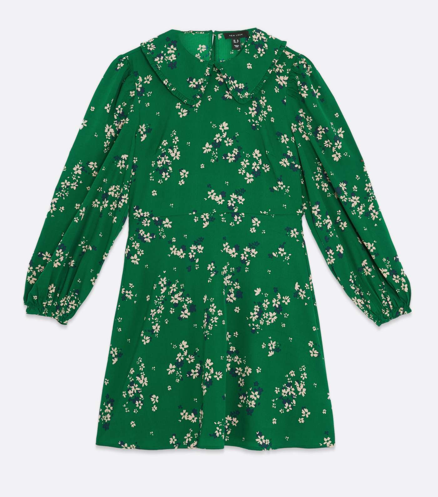 Green Ditsy Floral Frill Collar Mini Dress Image 5