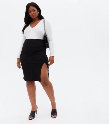 Cotton High Waist Fitted Midi Pencil Skirt – Niobe Clothing