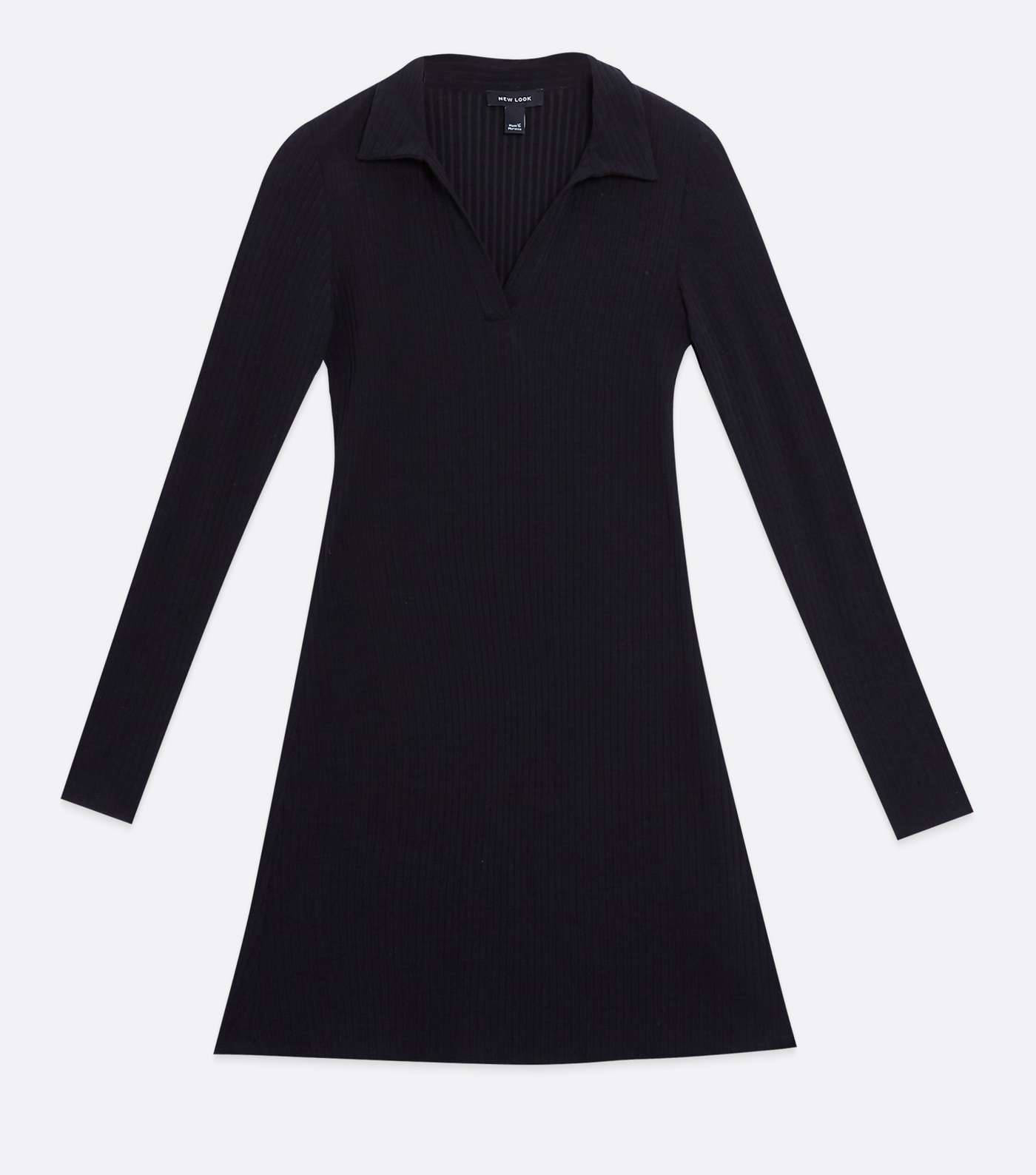 Black Ribbed Jersey Mini Polo Dress Image 5