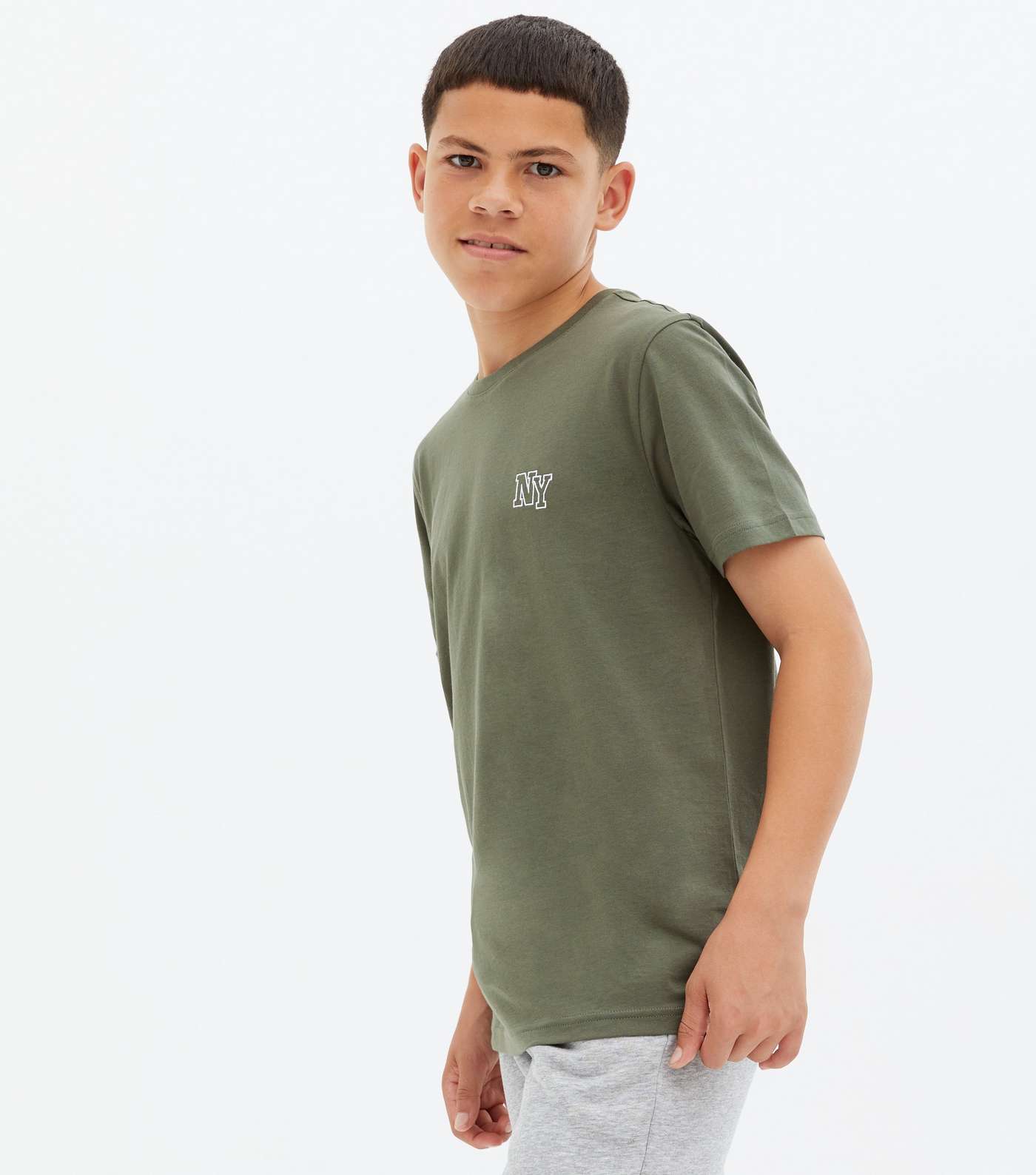 Boys Khaki NY Embroidered T-Shirt Image 3