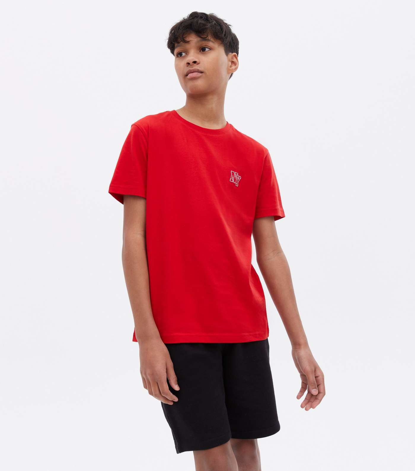 Boys Red NY Embroidered T-Shirt
