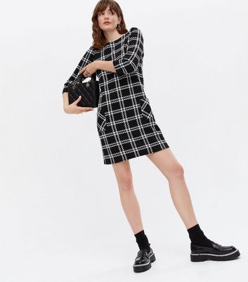black mini shift dress