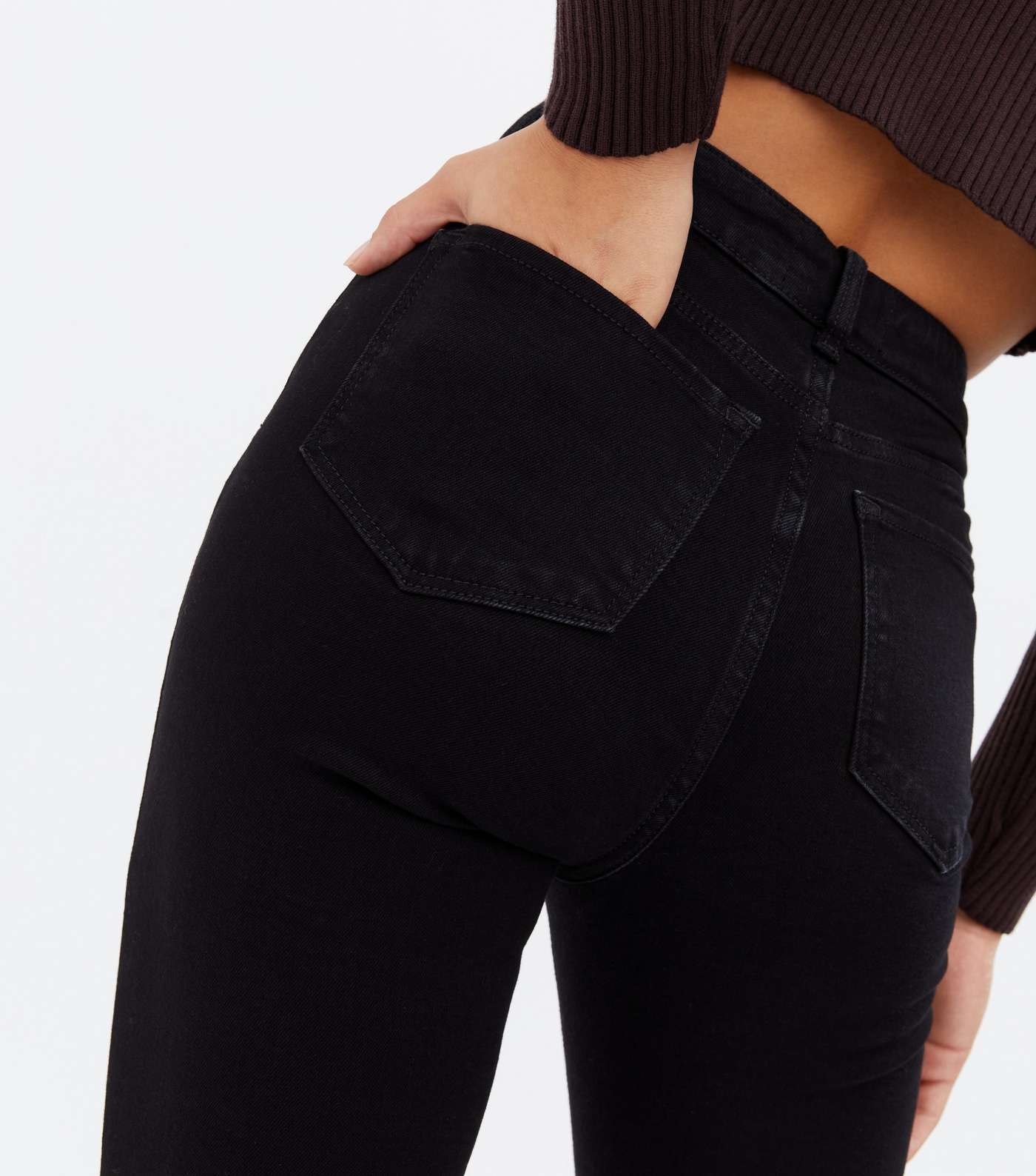 Black Zip Hem High Waist Ashleigh Skinny Jeans Image 3