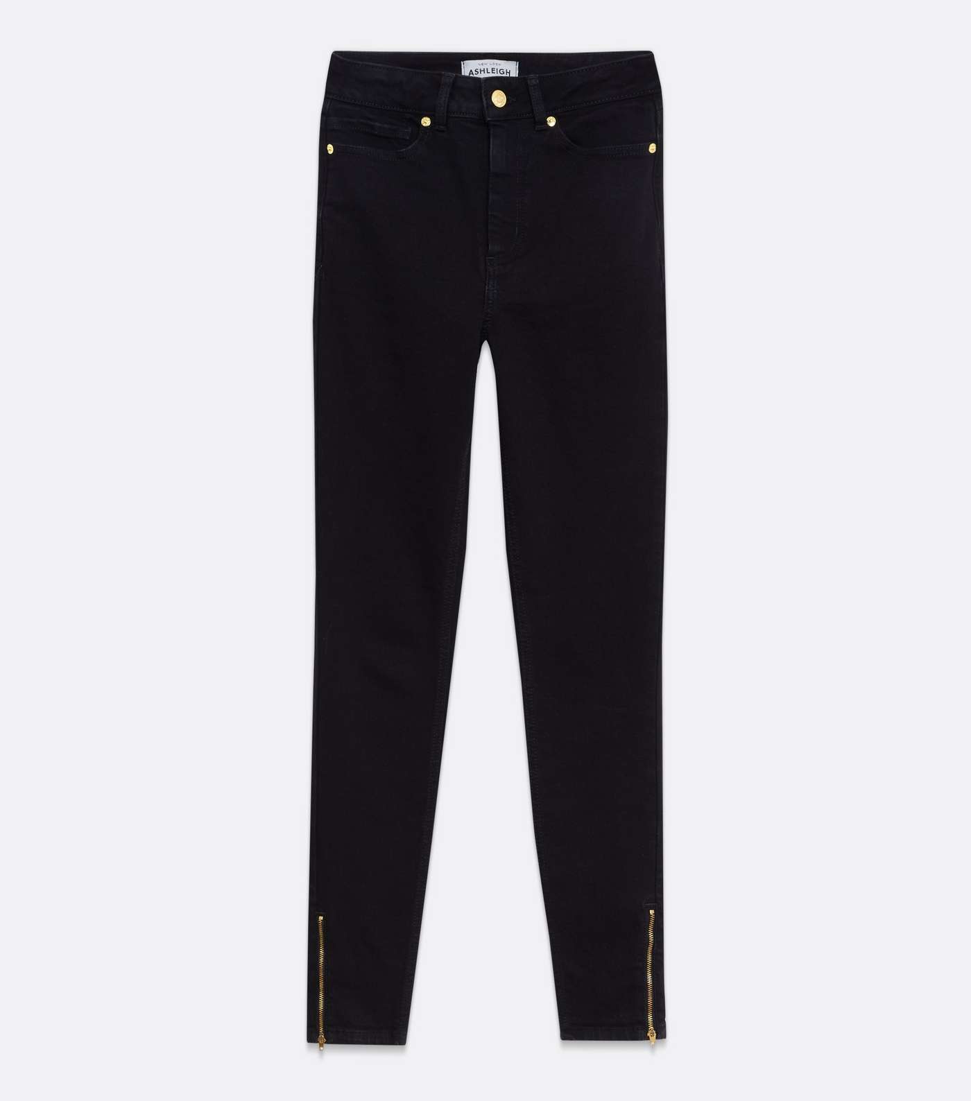 Black Zip Hem High Waist Ashleigh Skinny Jeans Image 5