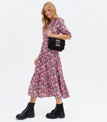 new look floral tiered dress