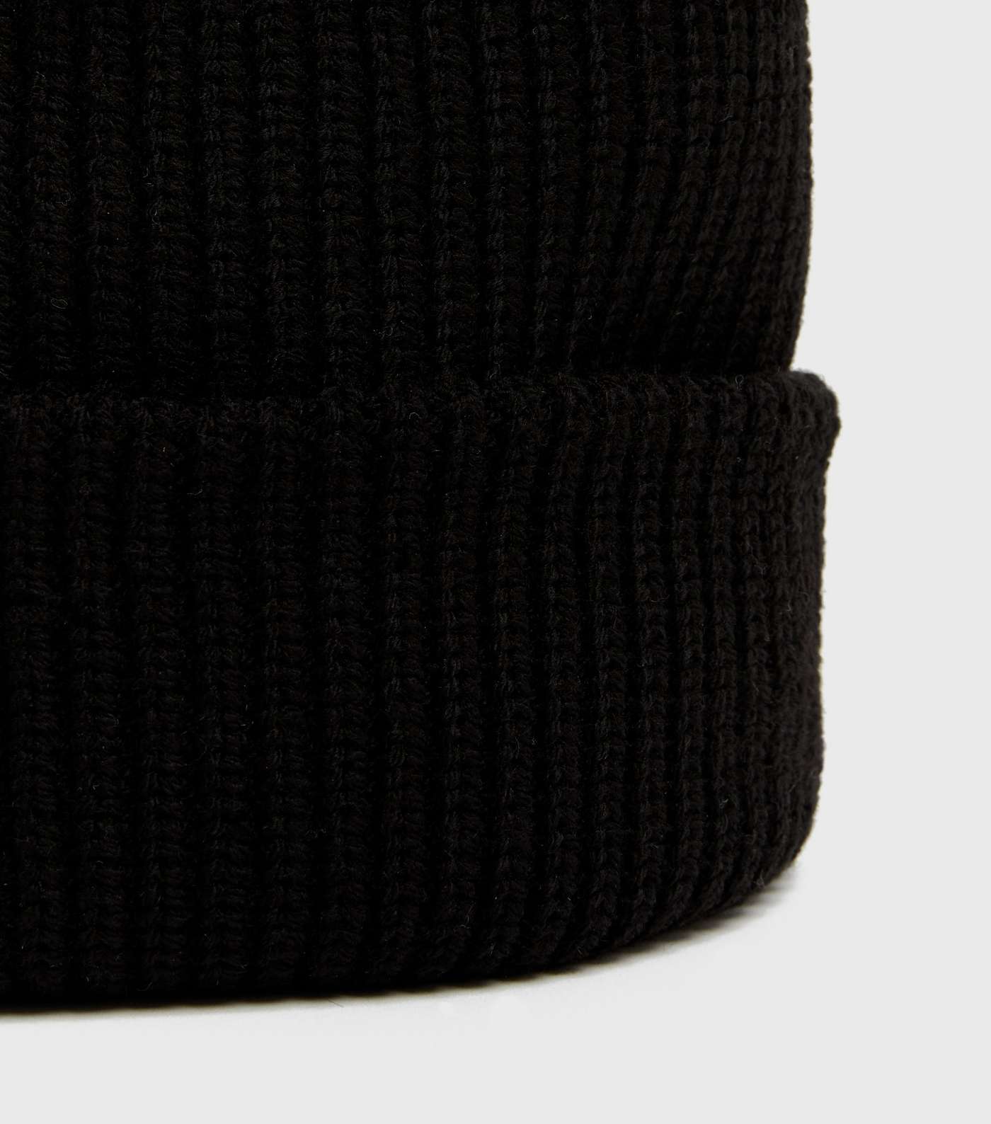 Black Ribbed Knit Beanie Image 3