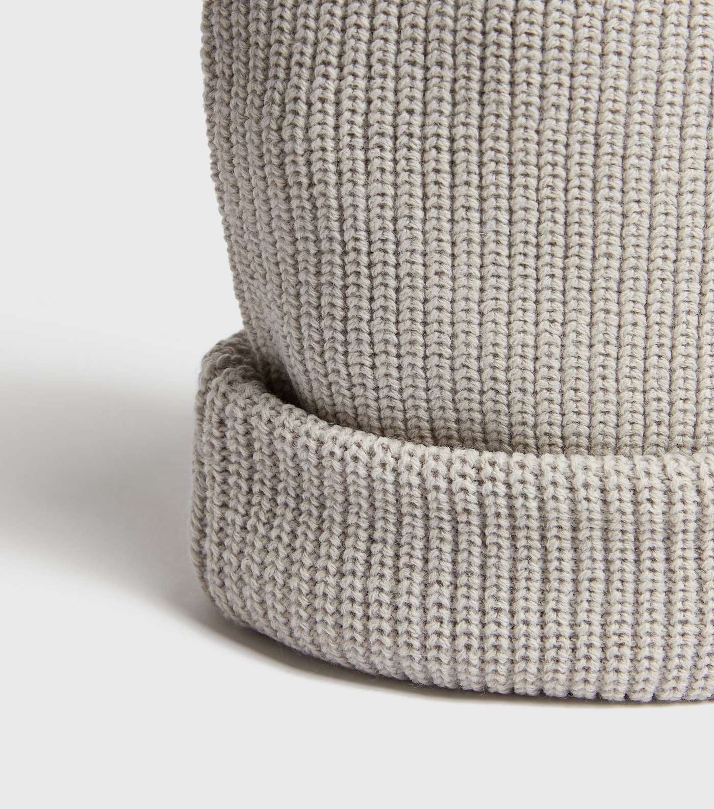 Pale Grey Ribbed Knit Beanie Image 2
